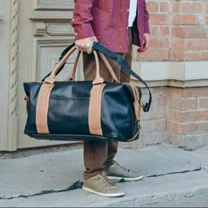 Bolsa de Viaje de Cuero Genuino, Bolsa de Fin de Semana Profesional, Gran Capacidad, Ligera, con Cierre, Portátil, para Llevar como Equipaje de Mano - Product Image 1