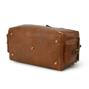 Sac de voyage en cuir personnalisé à prix de gros abordable, sac de week-end vintage haut de gamme en cuir véritable pour hommes - Product Image 4