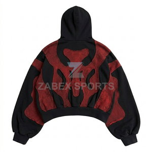 Sudadera con capucha bordada de estilo vintage, corte holgado, doble capucha, de algodón grueso, ropa exterior informal. - Product Image 2