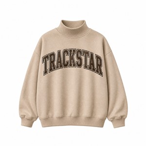 Sweat-shirt oversize vert clair uni à col montant pour femme, manches longues, style décontracté streetwear, vêtements en gros OEM ODM - Product Image 1