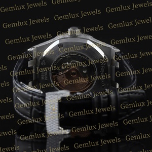 Haute qualité Pass diamant testeur cadran noir bracelet en caoutchouc noir Auto Date D VVS glacé Moissanite diamant Hip Hop montre pour hommes - Product Image 2