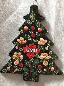 Handmade Kashmir Paper Mache Christmas <b>Tree</b> <b>Ornament</b> Floral Hand-Painted Christmas <b>Tree</b> Hanging Decoration Eco-Friendly Paper M - Product Image 2