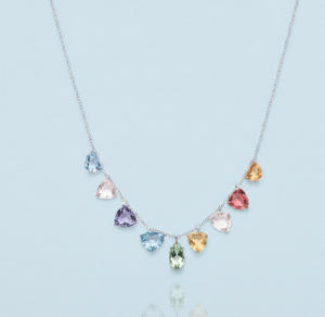 16 Inch Multi Shape Multi Stone Necklace 925 Sterling <b>Silver</b> 18K Gold <b>Plated</b> 12g Pendant Necklace Fashion <b>Jewellery</b> Gift for Her - Product Image 1