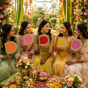 Éventails à main ornés de perles pour mariage d'été |   Éventails décoratifs faits à la main pour mariage, Mehendi et Haldi - Product Image 4