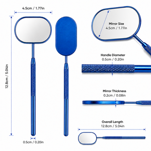กระจกแต่งหน้าทรงรีแบบมือถือ กรอบโลหะ สีฟ้า ด้านเดียว ขยาย 3 เท่า - Product Image 4
