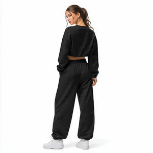 Pantalones de chándal acampanados de forro polar para mujer, estilo urbano, para correr, de pierna ancha, tipo pijama - Product Image 3