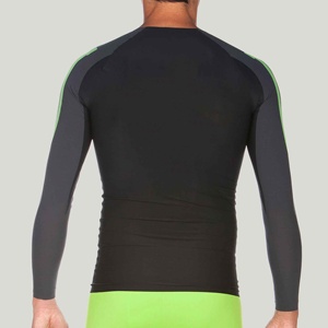 Men's <b>compression</b> <b>shirt</b> gym Quick dry rash guard Solid gray fitness <b>shirt</b> Polyester long sleeve top - Product Image 6