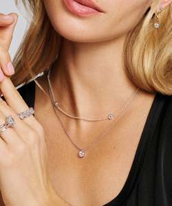 Collar colgante minimalista redondo con diamante solitario de 1 quilate cultivado en laboratorio en oro amarillo, blanco y platino de 9K y 18K. - Product Image 2