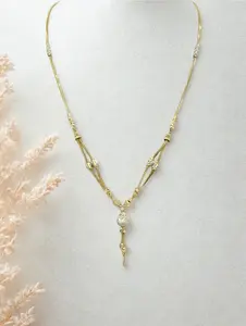 Joyería de moda con cadena larga para fiesta nupcial tradicional, diseño elegante en forma de Y con piedras doradas y blancas, dokiyu para mujer - Product Image 3