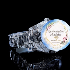 Reloj Inteligente Redondo de Acero Inoxidable para Mujer con Gemas, Personalización Disponible - Product Image 3