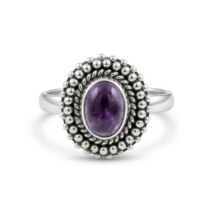 Anillo Delicado de Plata con Amatista Natural, Anillo Hecho a Mano en Plata de Ley 925 para Mujer, Regalo para Ella, Anillo Delicado al por Mayor - Product Image 1