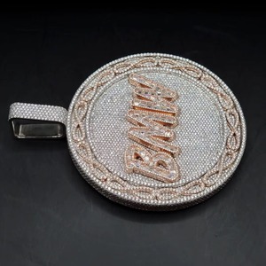 Pendentif Lettre Personnalisé Hip Hop Plaqué Or Sertie de Diamants Moissanite de Laboratoire, Pendentif Lettre Prénom Personnalisé, Pendentif Cercle Deux Lettres Personnalisé - Product Image 5