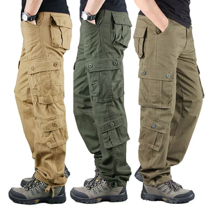 Pantalones Cargo para Hombre, con Múltiples Bolsillos, Cintura Elástica, Estilo Workwear, Transpirables, de Peso Medio, para Primavera, Uso Casual - Product Image 1