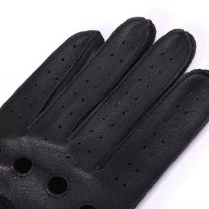 Gants d'extérieur de luxe faits main en cuir respirant et écologique, compatibles écran tactile, avec détection par aiguille, longueur poignet, pour garder les mains au chaud - Product Image 5