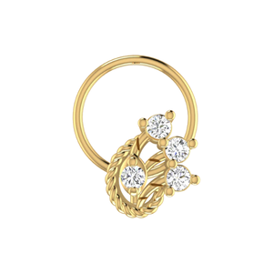 14K <b>Gold</b> Flower Design 0.08ct Round Brilliant Cut Natural Diamond <b>Nose</b> Pin with GIA Certificate - Product Image 1