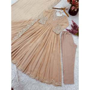 Robe Anarkali de créateur avec séquence arc-en-ciel brodée pour les occasions de soirée - Product Image 6