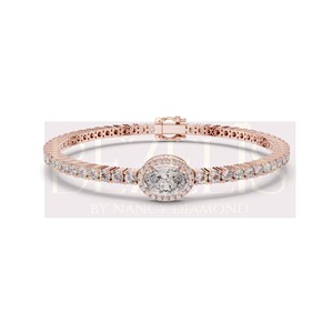 Brazalete de oro amarillo de 14k con diamantes cultivados en laboratorio, brazalete de diamantes certificado, joyería ética, brazalete de diamantes para mujer, regalo y para usar en fiestas. - Product Image 3