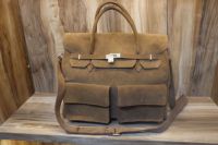 Sac de voyage vintage en daim marron, sac de week-end en cuir véritable fait main, grand sac de transport pour la nuit