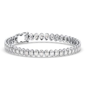 Bracelet tennis REYES en argent sterling 925 avec moissanite ovale de 9,6 carats, fermoir boîte, pour femme, cadeau de mariage, bijoux fins, prix de gros - Product Image 1