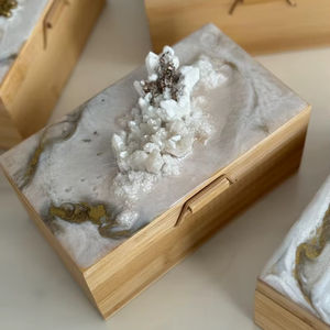 Eco-Friendly Crystal Resin Hand-painted Jewelry <b>Box</b> Handmade Bamboo <b>Keepsake</b> Storage - Product Image 1