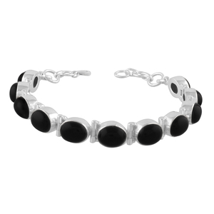 Pulsera de tenis elegante de plata de ley 925 con ónix negro de la colección Signature para mujer, joyería india hecha a mano en Jaipur. - Product Image 1