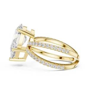 Bague de fiançailles en diamant de laboratoire taille poire, or massif 18 carats, certifiée IGI, VVS E-F, à double sangle croisée, bijoux fins pour femme - Product Image 2