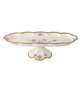 Plateau de service moderne en porcelaine fine avec bordure dorée, support pour assiettes à dessert, couleur blanche, pour fêtes, plateau décoratif - Product Image 1