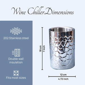 Seau à glace isotherme en acier inoxydable à double paroi, design classique, pour bar et usage domestique, finition argentée gaufrée - Product Image 5