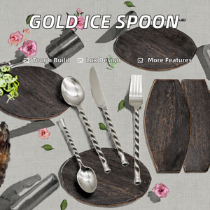 Cuillère à mélanger en acier inoxydable de qualité supérieure à long manche pour la préparation de cocktails, finition dorée élégante, cuillère à glace pour boissons au meilleur prix - Product Image 2