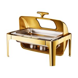 Scaldavivande rettangolare in acciaio inox da 9 litri con coperchio a rullo e controllo automatico della temperatura - Product Image 4