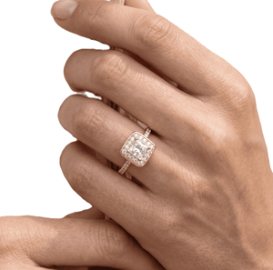 แหวนเพชรทรงกลมแบบเฮโล 14K ทองคำแท้ ขายส่ง แหวนหมั้นเฮโล แหวนแต่งงานแบบฝังเพชร แหวนแต่งงาน แหวนสวยงาม - Product Image 6