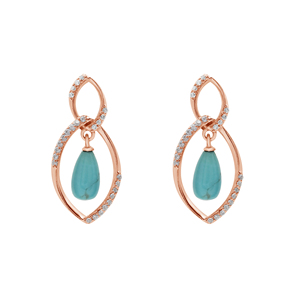 Boucles d'oreilles pendantes géométriques en argent sterling S925 avec pierre précieuse turquoise sertie clos, bijoux fins minimalistes pour femme, à porter au quotidien - Product Image 4