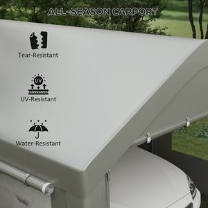 Abri de voiture en métal robuste de 19,5 pi x 10 pi avec 4 fenêtres en maille et 2 portes, idéal pour les voitures et l'utilisation en parking - Product Image 4