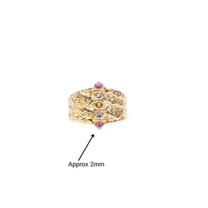 Gemvanity 14K Gold Plated 925 <b>Silver</b> Multi Tourmaline Natural Round Stone Trendy Fashion <b>Ring</b> for Women & <b>Men</b> Party Wear - Product Image 2