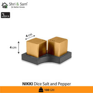 Elegant Nikki Stainless Steel <b>Salt</b> & <b>Pepper</b> Shakers Gold PVD Coated Dinnerware <b>Set</b> - Product Image 3