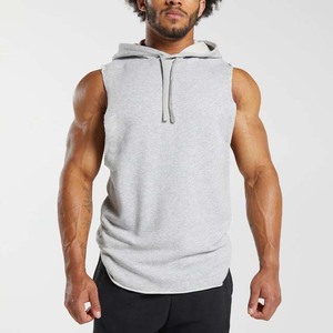 Factory Wholesale Custom Embroidered Solid <b>Men's</b> Sports Running Slim Fit Sleeveless Fleece Hoodies Plus Size <b>Men's</b> Sweatshirts - Product Image 1