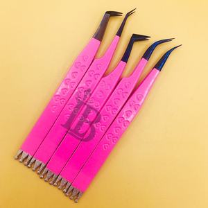 Pinzas para Extensión de Pestañas, Ofertas Destacadas, Pestañas Planas de Mink Sostenible, Estilo Corona, Punta Morada, Mango Suave, Oferta con Logotipo Privado - Product Image 3