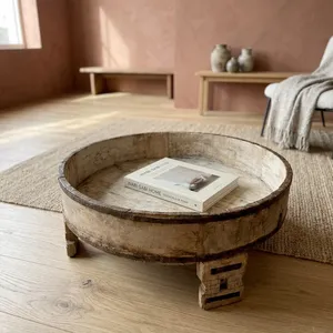Mesa de Centro Vintage de Madera Chakki con Base Metálica, Mueble Rústico Indio para Sala de Estar, Dormitorio o Casa de Campo - Product Image 3