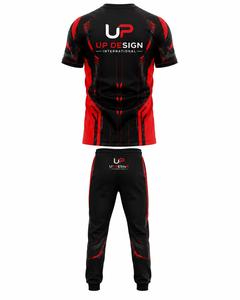 ชุดเสื้อยืดและกางเกงวอร์มแบบซับลิเมชั่นสำหรับผู้ชาย ชุดกีฬาโพลีเอสเตอร์ ชุดออกกำลังกาย ชุดวิ่ง ผู้ผลิต OEM ODM - Product Image 3