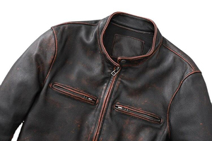 Men's Genuine Sheepskin & <b>Shearling</b> <b>Bomber</b> Pilot Leather <b>Jacket</b>-Windproof Breathable Eco-Friendly Motorcycle Coat - Product Image 5