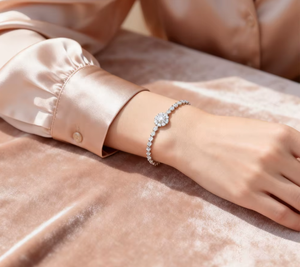 Orelia Luxe 925 Sterling Silver Moissanite Tennis Bracelet Brilliant Cut Claw <b>Set</b> Adjustable Chain <b>Bangle</b> Luxury Unisex for - Product Image 3