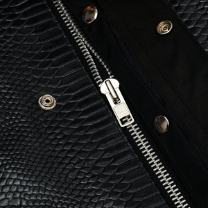 <b>Black</b> Python Embossed Biker Style Men Genuine Cowhide Leather <b>Vest</b> Zipper Closure Sample & Customization Service Available - Product Image 4