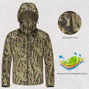 Ensemble veste et pantalon de chasse camouflage pour homme, vêtements d'extérieur imperméables en softshell, vêtements d'automne - Product Image 4