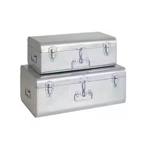 Lot de 2 coffres de rangement en métal vert menthe et rose pastel, empilables, en fer thermolaqué, pour souvenirs, vente en gros - Product Image 5