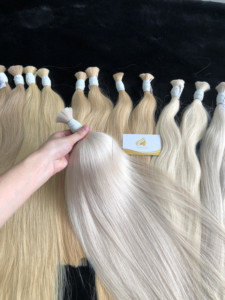 100% High Quality Vietnamese Raw Human Hair Extensions Natural Straight Cuticle Machine Double Weft <b>Bleached</b> Hair Weaving Hair - Product Image 2