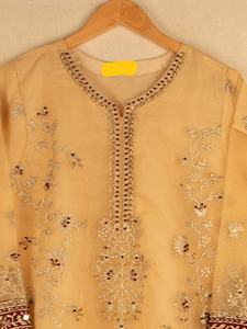 2021 vente chaude 3-PC femme Salwar Kameez indien Style pakistanais Organza robe brodée en soie rayonne coton lin tissé - Product Image 3