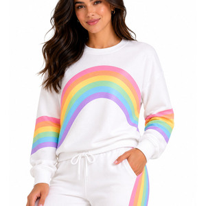 Conjunto Deportivo Personalizado para Mujer, Cuello Redondo, 2 en 1, Sudadera y Pantalones de Felpa 100% Algodón, Estilo Holgado, Ecológico, de Secado Rápido, Informal - Product Image 2