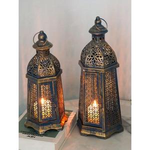 Antique Luxury Candle Holder Decorative <b>Lanterns</b> For Ramadan Hot Sell Latest Arrival <b>Lantern</b> <b>Set</b> of 2 Heat Resistance - Product Image 4