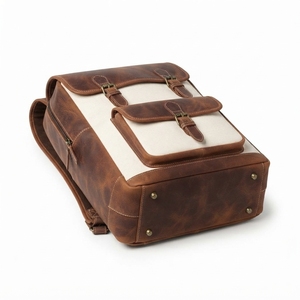 Fabricante de Mochilas de Cuero Hechas a Mano de Primera Calidad, Mochila de Cuero con Doble Correa, Mochila de Cuero Vintage a la Moda, Unisex - Product Image 2