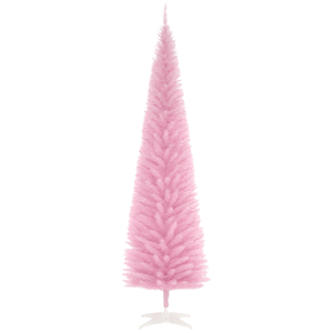 Albero di Natale Artificiale Sottile Rosa con 499 Rami Realistici e Base in Plastica - Product Image 1